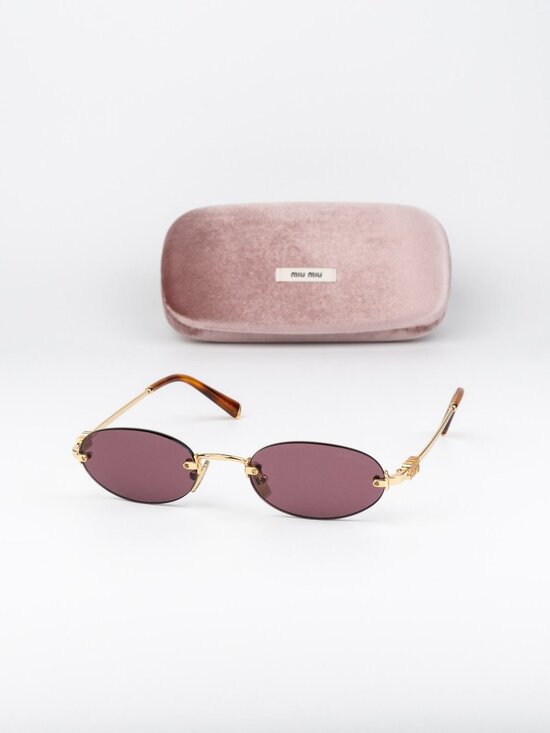 Miu Miu Women Sunglasses Gold Violet Oval MUA54S 5AK20Y NEW AUTHENTIC main image 12